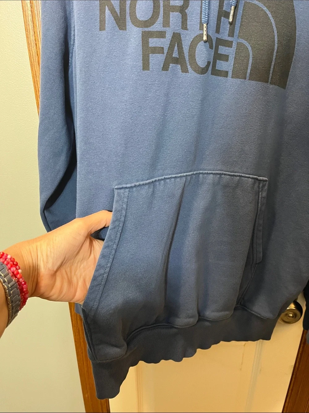 The North Face Blue Cotton Blend Hoodie Sweatshirt - Men’s XL
